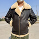 
Aole genuine leather leather jacket for men B3 pilot thickened sheep fur integrated fur winter cold motorcycle jacket coat brown leather camel hair curl XXS 48 Recommended 115-126Jin [Jin equals 0.5 kg]