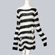 
Yuanle Shen mid-length punk dark versatile European and American ripped autumn and summer sweater for women couple stripes loose niche sweater new red one size