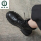 Boots de mujer de cuero de carpintero de carpintero Botas de mujer de cuero genuino 2025 Spring y otoño Nuevo estilo británico Botas de vellón gruesas botas de encaje altura interna blanca 7 cm [individual] 33