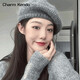Charm Kendo Hat Women's Autumn and Winter New Versatile Big Head Circumference Woolen Beret to Keep Cold and Warm, Show Face Small Woolen Hat Light Gray