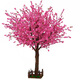 Flower e flow simulated peach blossom tree cherry blossom tree simulated plant fake tree large living room hotel fake flower ceiling wedding window decoration (round) 1.2 meters high 80 cm wide