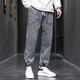 Number one youth jeans men spring and summer retro loose work pants trendy large size men's casual pants men gray XL