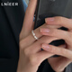 LnieerS925 Silver Broken Silver Pearl Ring Women's Light Luxury Niche Design Ring Index Finger High-Quality Ring Ring Broken Silver Pearl Ring (Size Adjustable)
