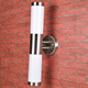 Micro simple stainless steel wall lamp, waterproof and rust-proof outdoor LED wall lamp, garden balcony aisle wall lamp, bedside wall lamp, double head/frosted cover/(2*40 watt) LED warm light