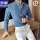 ROMON new Chinese style summer new high-end stand-up collar shirt men's long-sleeved shirt stretch drape shirt blue top white XL (135-150Jin Jin equals 0.5 kg)