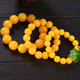 DR-FLVVS Fat Donglai's same style amber bracelet yellow chicken fat yellow beeswax single circle round bead old beeswax bracelet as a gift. Bead diameter 18mm 13 beads standard men's style