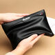 Pucalon's first layer cowhide soft cowhide leather new style men's handbag genuine leather large capacity clutch casual men's wallet hand grab bag 2688-Medium black top layer cowhide]