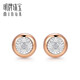 Ming brand jewelry 18K gold color rose gold small shiny diamond bubble stud earrings for women FFH0050 pricing diamonds about 0.017-0.021ct gold weight about 0.86-0.91 grams