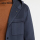 Lucadilong [wool + mulberry silk] Autumn and winter new mid-length hooded men's warm wool coat coat gray L (50)