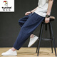 
Woodpecker (TUCANO) linen pants for men summer cotton linen thin loose wide-leg pants cotton linen Harun casual pants for men simple cropped pants dark gray L