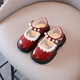 G.duck Little Yellow Duck Girls Leather Shoes 2024 Spring New Baby Girl Patent Leather Round-Toe Performance Shoes Event Performance Shoes Princess Burgundy Size 23 The inner length of the shoe is about 14.5cm