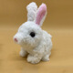 TKHE electric plush toy bunny can bark and jump electric plush bunny can bark plush toy to play house short-haired rabbit white