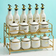 Ruishun kitchen seasoning box ins style condiment storage box full set of household seasoning jar oil salt sauce vinegar set 8 square jar 6 bottles + gold rack + spoon milky white style