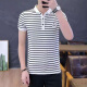 简方位条纹短袖T恤男有带领韩版修身翻领韩版上衣服领衫 5012黑色 5002#白色 3XL 均码  建议150-165斤