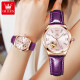 
OLEVS Swiss certified brand watches for women mechanical watches fully automatic simple temperament women's watches luminous waterproof women's watches OLEVS-6636-Purple leather rose shell powder