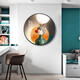 Villa round crystal porcelain painting bedroom decoration painting modern simple abstract cartoon characters children's room hanging painting room bedside painting 13886 Young girl [default black frame] High-transparent crystal porcelain surface diameter 50