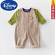 Disney baby overalls autumn and winter plus velvet infant jumpsuit 0 to 3 years old children's casual cute baby corduroy pants khaki (spring and autumn) 90