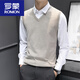 Romon Mode Herren Strickweste Herbst und Winter Ärmel und Slim Slim Weste Basis Shirt V-Ausschnitt Thread Sxzfs-14126 Dunkelblau M.
