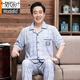 Modal cotton pajamas for men, middle-aged and elderly short-sleeved trousers for spring and summer plus fat plus large size men's cardigan home furnishing 687-3 (short/sleeved long/trousers) XXXL (recommended 170-190Jin [Jin equals 0.5 kg])