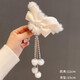 Korean ins cute bear plush grabber female cute hairpin autumn and winter temperament back head shark clip tassel white