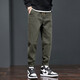 Charluoel Casual Hosen Herren Frühlings- und Herbststil Hosen Herren Krawatten Harem Hosen Sporthosen Herren Neun-Punkte-Tide Long Hosen 689 Military Green L (110-125jin [Jin gleich 0,5 kg]))