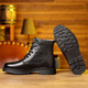 Saimandie Winter Wool Hook Military Boots a prueba de frío Botas Martin para hombres Botas de algodón de cuero genuinas Botas de lana de vaca alta TOTS 3519 Negro [Botthip plano integrado] 41