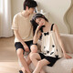 Lemianxin couple pajamas for women in summer pure cotton women home clothes suspenders casual cotton men summer pajamas suit DD9902 M women + men XL
