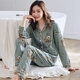 Modal Pyjamas Frauen langärmelter Frühlings- und Herbst Winter-Strickjacken großer Größe Lose Mutter im mittleren Alter und dünnen Sommerset C9272 Bohnenpaste Pulver M Größe (Empfohlen 80-100 Jin [Jin entspricht 0,5 kg]))
