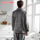 Hancai pajamas for men and women, flannel autumn and winter plus velvet and thickened couple coral velvet men's home wear set dark gray XL