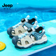 Jeep children's toe-toe sandals boys lightweight breathable casual shoes 2025 girls summer hollow anti-slip beach shoes white/blue 29 shoe inner length approximately 18.4cm
