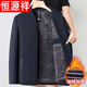 Hengyuanxiang light luxury high-end velvet jacket men's new spring, autumn and winter middle-aged dad wear business casual administrative thickened jacket navy blue 38227 lapel XL 180 recommended 135-155 Jin Jin equals 0.5 kg