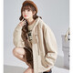 TonLion 2025 Knitted Jacket Women's Casual Sweater Cardigan Hooded Top Velvet Style/Light Khaki M