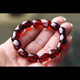 Wanjun natural amber beeswax blood amber bracelet Buddha beads bracelet wine red 3A high purification water flawless follow the shape of the road is pure medium size bead diameter about 11*14mm