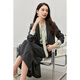 Shandubila 2025 Spring and Autumn Blazer Feminine Commuting One-Button Metal Label Fake Pocket Suit Dark Gray M