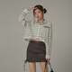 CHUU Letter Embroidered Shirt for Women 2025 Summer New Products Light Stripe Irregular Loose Air Conditioning Shirt Top White All Size