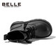 Belle children's shoes winter children's boots girls fashionable leather boots baby warm plus fleece Martin boots black size 37