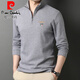 Pier Cardin [Leichtes Luxus-High-End] Halbzipper-Standkragen Langarm T-Shirt Herren Frühling und Herbst reines Baumwollgeschäft Casual Sweatshirt Strick 6625 Red 185