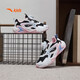 Zapatillas para niñas de anta para niños 2024 botón de mando de cuero de malla de otoño e invierno de otoño e invierno más zapatos de algodón de terciopelo [para niños regulares] negro/blanco/azul/rosa 9904-1 tamaño 30