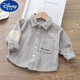 Disney (Disney) boys' shirt thickened corduroy top 2024 new children's clothing children's long-sleeved shirt Korean style trendy boys' jacket plus velvet gray 140 140cm