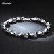 Miss JuJu pt950 platinum bracelet for men, platinum olive bead bracelet for women, fashionable shiny bracelet, weight 9.59g, length 21cm, thickness about 6mm