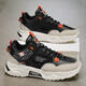 Mountain Flower Creek [optional with velvet] Men's shoes, autumn and winter new cotton shoes, sports and casual running thick soles, versatile dad's trendy shoes, black orange [upgraded version]-2601 39