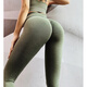 European and American new peach butt lift yoga pants high waist elastic tight fitness pants running sports pants green S