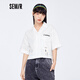 Semir National Treasure Semir short-sleeved shirt women's short embroidered loose summer personalized letter top trendy white 1100 150/76A/XS