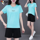Woodpecker Middle-aged Women's Summer Casual Sportswear Set Women's 2025 Ice Silk Casual Pants Fashion Thin Women's Classic 9711 Sky Blue (Printed Style) [Five-point Pants Set] M (Recommended 80-95Jin [Jin equals 0.5 kg])