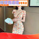 乐漫咪低胸连衣裙性感女装包臀短裙深领夜店工衣弹力网纱技师工作服夏 L 120斤左右