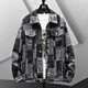 JIAYE Working denim jacket men's spring and autumn new casual and handsome American loose jacket men's trendy black jacket black XL 170-175cm [130-150Jin [Jin equals 0.5 kg]]
