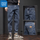 Jeanswest Jeans Männer vielseitige Hosen Herren 2025 Neue lose trendige Marke Harem Hosen Männer 6621 Blau 32 zwei Füße fünf