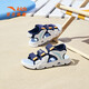 ANTA Children's Sandals Men's Beach Shoes 2024 Summer New Breathable Open-toe Comfortable Arch Sandals Turbid Blue/Anta White/Yellow Orange-3 39 Size