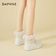 达芙妮（DAPHNE）厚底雪地靴女2025新款秋冬季加绒加厚保暖棉鞋魔术贴毛毛鞋女 米色 35