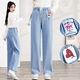 FHHUABD Junior High School Student Wide Leg Jeans Few Girls Spring and Summer New Loose Straight-Legging Pants High Waist Slimming Casual Long Pants 9856 Light Blue Pants High Quality 60 S -75Jin [Jin equals 0.5 kg]